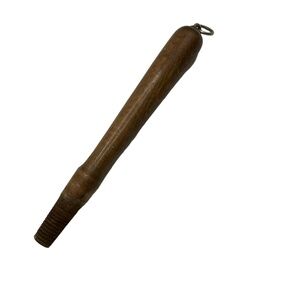 Tool Handle New Natural Wooden Threaded End‎ Metal Ring Vintage Rustic Utility
